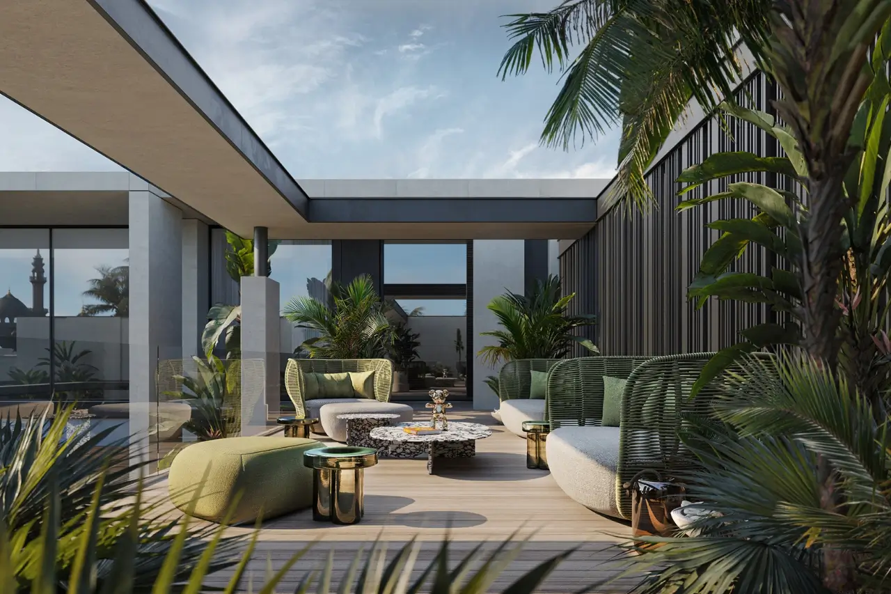Outdoor Seating Surrounded by Plants